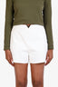 Valentino White Cotton V Gold Logo Shorts Size 42