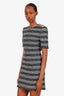 Balmain Grey Striped Sequin Mini Dress Size 38