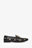 Gucci Black Leather Embroidered Bee Star Jordaan Horsebit Loafers Size 38