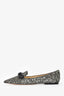 Jimmy Choo Black/Silver Sparkly Bow Flats Size 39.5