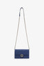 Gucci Blue Grained Leather Interlocking G Wallet On Chain