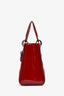 Christian Dior 2014 Red Patent Cannage Leather Medium Lady Dior with Strap