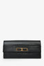 Salvatore Ferragamo Black Leather Bow Detail Continental Wallet