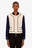Moschino Couture Navy/Cream Wool Double Zipper Chain Detail Blazer Size 46