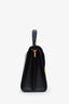 Saint Laurent Black Leather Cassandra YSL Monogram Top Handle Bag with Strap