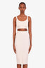 Fendi x Skims White Embossed Crop Top + Midi Skirt Size 36