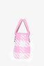 Miu Miu Pink/White Woven Basket Top Handle Bag