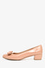 Salvatore Ferragamo Nude Patent Leather Vara Bow Detail Heel Size 37.5