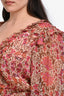MISA Brown/Pink Floral Belted Long Sleeve Mini Dress Size L