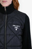 Prada 2021 Black Re-Nylon Puffer Knit Bomber Jacket Size 42