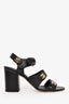 Pre-loved Chanel™ Black Leather CC Turnlock Heeled Sandals Size 38C