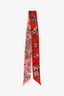 Salvatore Ferragamo Red Silk Floral Print Twilly