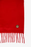 Loro Piana Red Cashmere Fringe Scarf