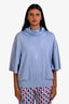 Salvatore Ferragamo Blue Cotton Silk Cowl Neck Top Size L