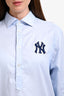 Gucci x MLB Blue Cotton New York Yankees Collared Long Sleeve Shirt Size 44