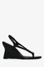 Paris Georgia Black Leather Silver Button 'Valentina' Sandal Wedge Size 40
