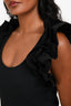 Ulla Johnson Black Ribbed Ruffle Shoulder Tank Top Size S
