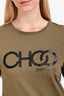 Jimmy Choo Olive Green Graphic Crewneck T-Shirt Size M
