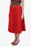 Valentino 2019 Red Crepe Midi Buckled Wrap Skirt Size 12
