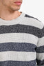 Brunello Cucinelli Grey Cotton Striped Crewneck Sweater Size S Mens