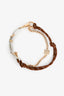 Miu Miu White/Brown Leather, Metal, Cord 'Trick' Bag Charm