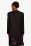 Saint Laurent Black Wool Jacket with Leather Collar Size 38