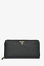 Prada Black Saffiano Leather Long Zip Wallet