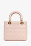 Christian Dior 2014 Pink Leather Lady Dior Top Handle Bag with Strap
