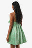 Alice and Olivia Green/Gold Jacquard Bow Mini Dress Size 4