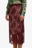 L'Agence Burgundy Lace Midi Skirt Size 6