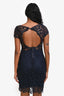 Alice + Olivia Navy Lace Cap Sleeve Mini Dress Size 34