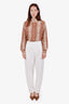 Brunello Cucinelli White Cotton Wide Leg Pleated Trousers Size US 8