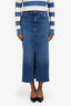 Mother Blue Denim The Reverse Pencil Pusher Midi Skirt Size 28