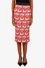 Dolce & Gabbana Pink Silk 'Amore' Energy Drink Can Print Midi Skirt Size 40