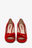 Prada Red Suede Bow Wedge Size 41