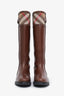 Burberry Brown Leather Colville High Boots Size 38.5
