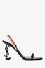 Saint Laurent Black/Nude Leather Opyum 85 Slingback Sandals Size 37