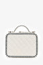 Pre-loved Chanel™ 2018-19 White/Black Bicolour Caviar Leather CC Filigree Vanity Case