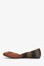 Fendi Brown Canvas and Leather Pequin Bow Ballet Flats Size 39.5