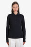 Burberry Black Cotton Embroidered Logo Long Sleeve Polo Shirt Size M