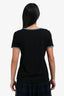 Pre-loved Chanel™ Black Cotton Short Sleeve T-Shirt with Silver and Blue Braided Trim Size 40