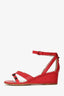 Balenciaga Red Leather Studded Wedges Size 37