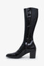 Saint Laurent Black Patent Leather Otto 70mm Knee High Boots Size 42