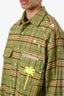 Palm Angels Green/Yellow Check Paint Splatter Shirt Jacket Size 48 Men's