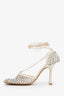 Bottega Veneta White Sparkle Stretch Heels Size 36.5