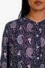 Isabel Marant Etoile Purple Cotton Floral Print Long Sleeve Top Size 40