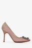 Manolo Blahnik Pink Sparkle Crystal Embellished Hangisi Heels Size 36.5