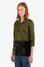 Harvey Faircloth Military Green Faux Fur Utility Jacket Size S