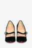 Escarpins Mary Jane Christian Louboutin en velours vert à boutons, pointure 37,5