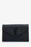 Saint Laurent Black Grain de Poudre Leather Classic Cassandre Wallet on Chain